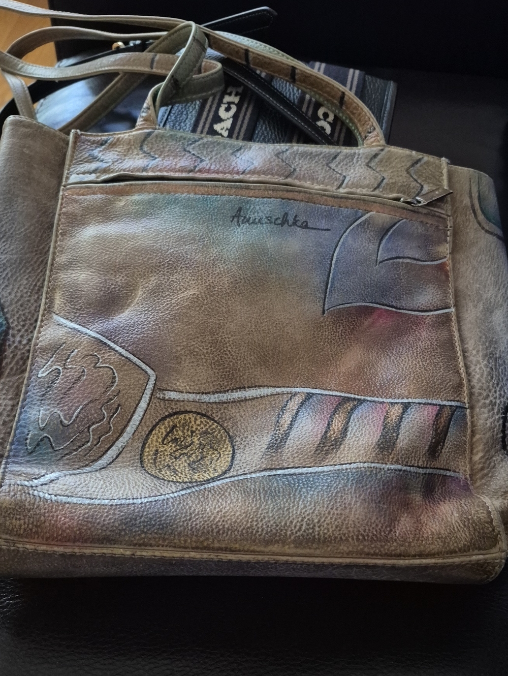 Anuschka Hand-Painted Leather Crossbody Tote/ Shoulder Bag